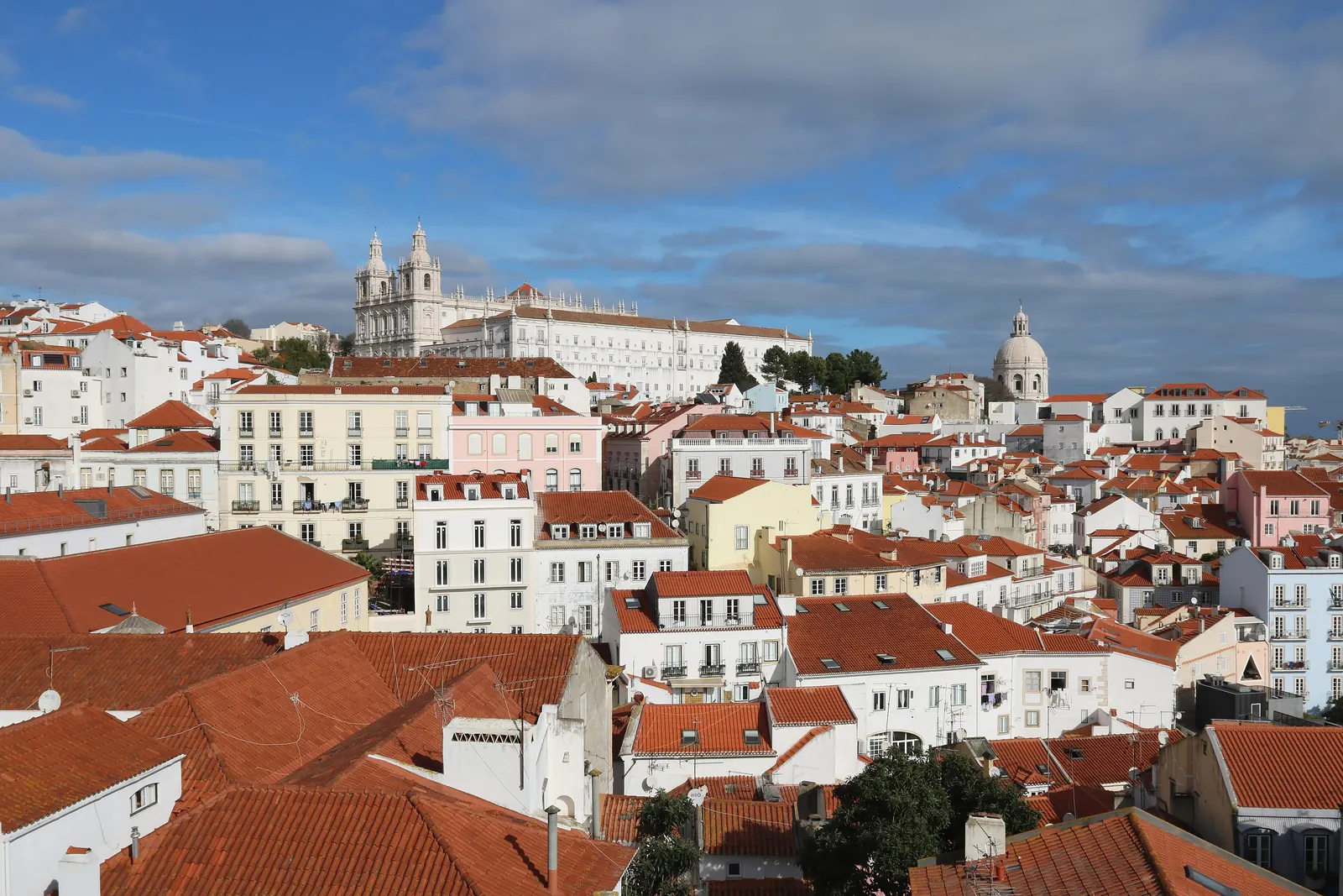The rooftops of Alfama in Lisbon, with São Vicente de Fora and the Tagus beyond
